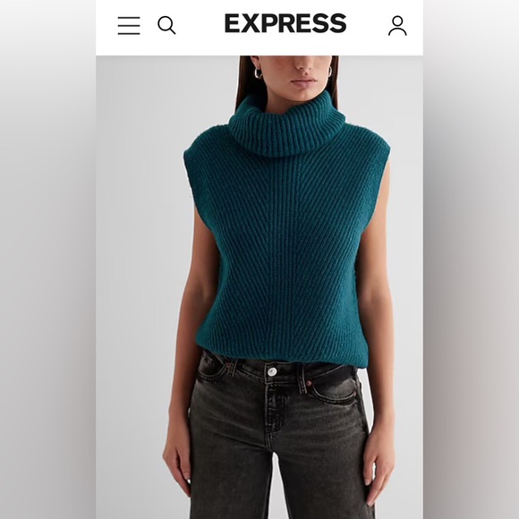 NWT Express Ribbed Turtleneck Sweater Vest
Deep Teal
Sz XS - Picture 5 of 5